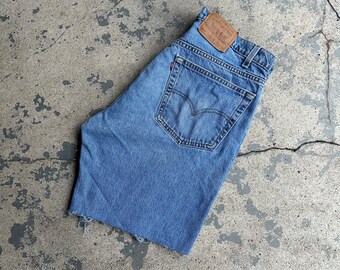 Vintage 90s Levis 505 Raw Hem Cut Off Jean Shorts 36W