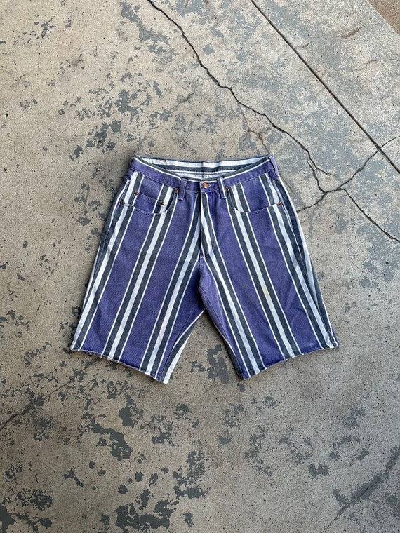 Vintage 90s Striped Pepe Jeanswear Denim Shorts J… - image 5