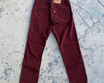 Vintage 70s/80s Levis Burgundy Corduroy 505s 30W