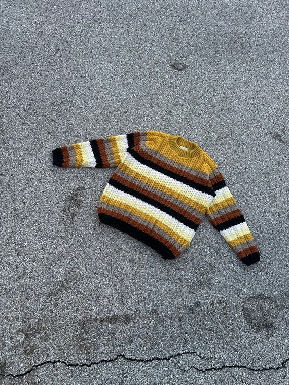 Vintage 70s Sears Striped Colorful Virgin Wool Sw… - image 2