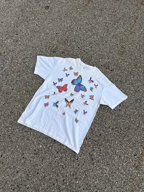 Vintage 90s Butterfly Double Sided T Shirt - image 1