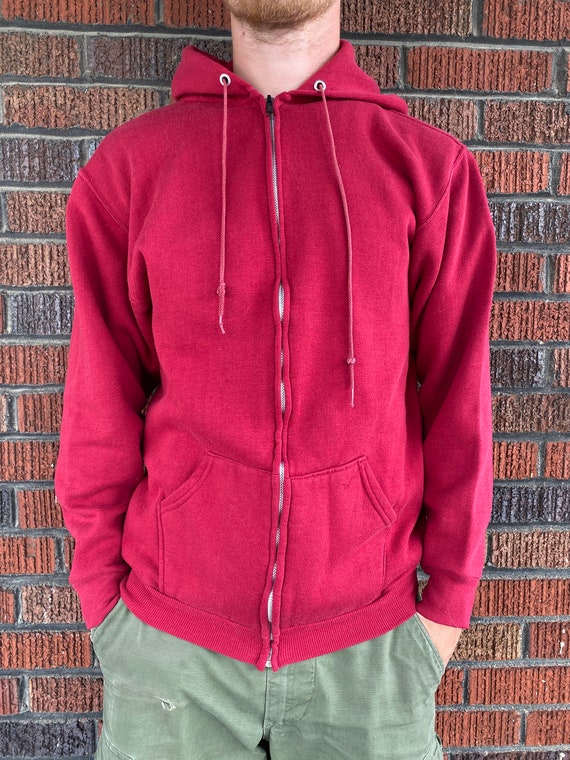Vintage 1970s Russell Athletic Red Zip Up Hoodie