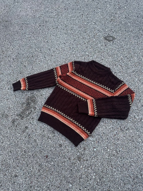 Vintage 70s/80s Cable Knit Burnt Orange Sweater