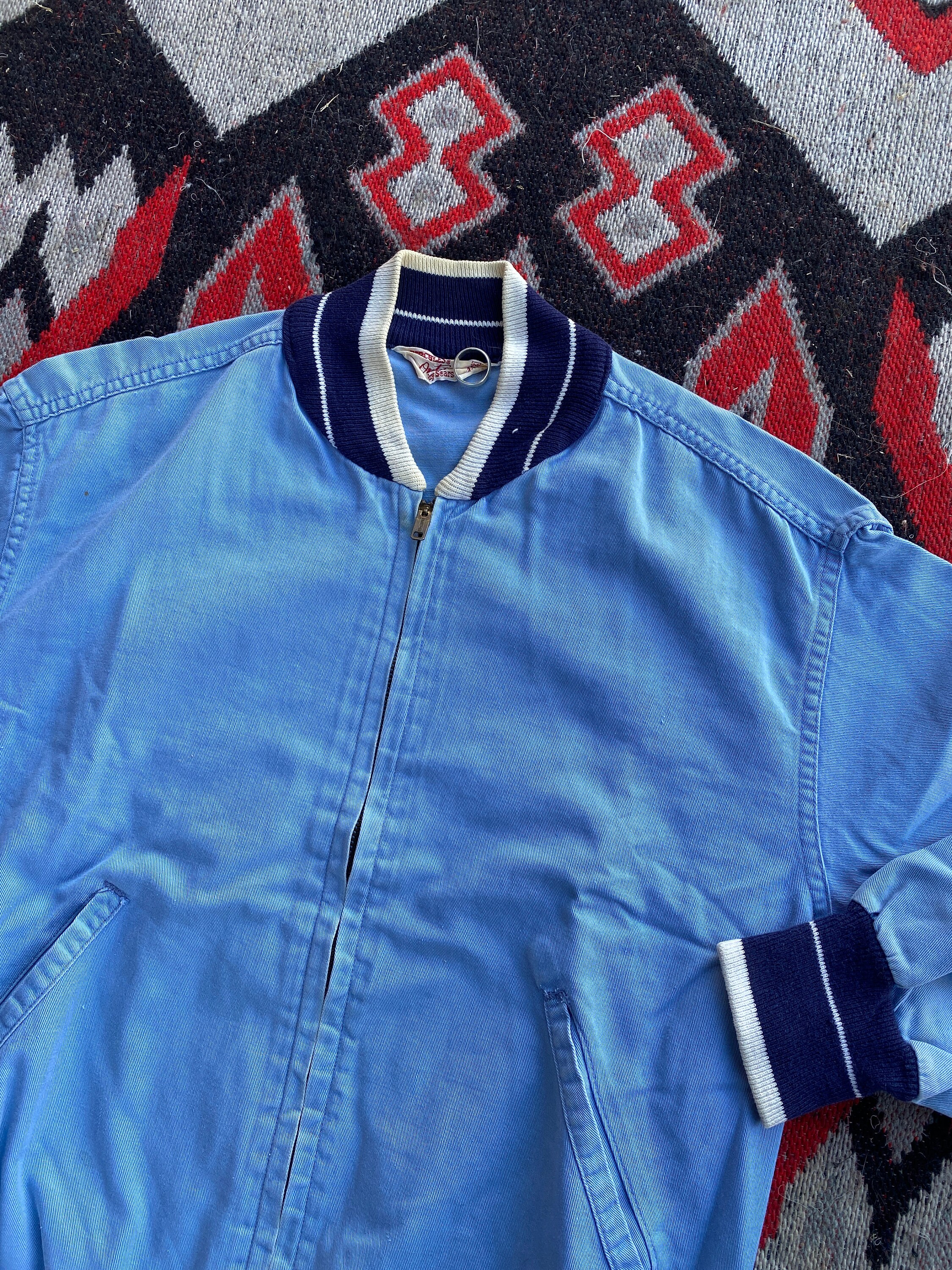 Vintage 50s Sears Hercules Outerwear Two Tone Zip up Lightweight Jacket Etsy