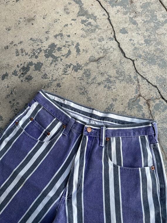 Vintage 90s Striped Pepe Jeanswear Denim Shorts J… - image 2
