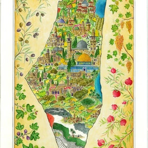 Karte von Palästina - Aquarelle - Kunst - Wandkunst - Poster - Karte