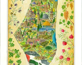 Map of Free Palestine - Watercolors  - Art - Wall art - Poster - Map