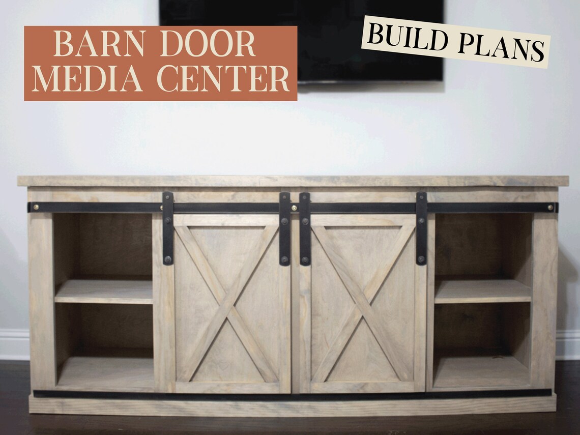 Barn Door Media Center With Hardware Build Plans Etsy
