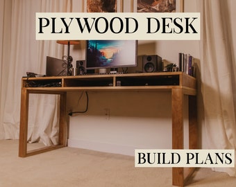 DIY Modern Plywood Desk Plans Using 1-Sheet Of Plywood | Build Plans