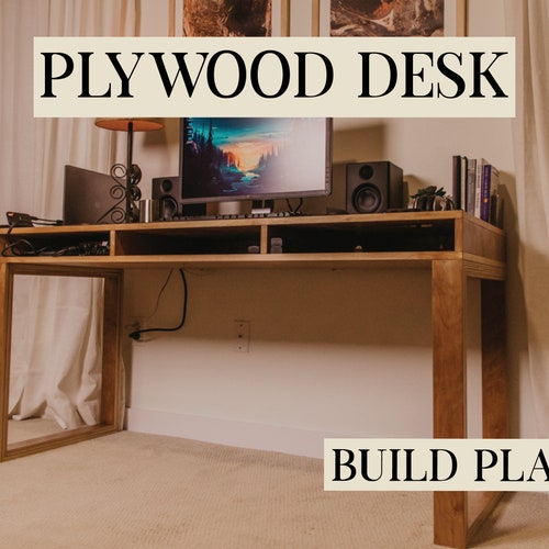 DIY Modern Plywood Desk Plans Using 1sheet of Plywood Build Etsy