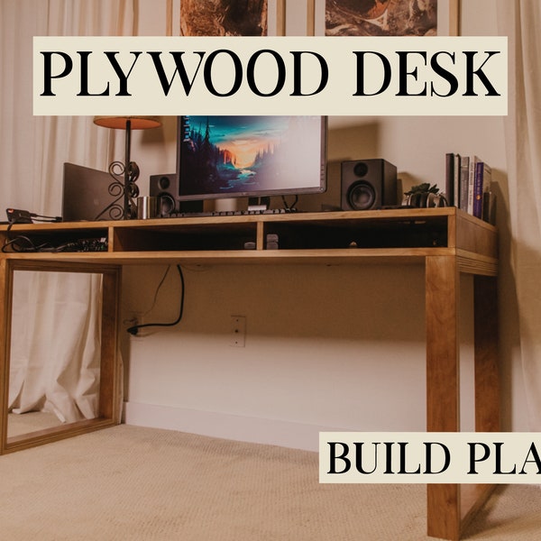 DIY Modern Plywood Desk Plans Using 1-Sheet Of Plywood | Build Plans