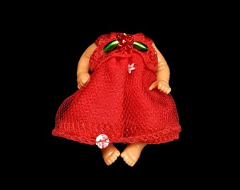 Handmade Red Dress for 4 inch baby dolls