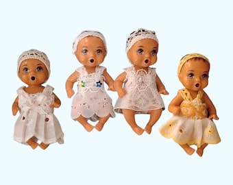 Handmade White Dress for 3 inch fashion baby dolls