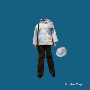 Handmade Winter Coat, Scarf, Beanie, Pants and Shoes for 12 inch Fashion Dolls