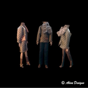 Handmade Bronze Quilted Winter Coat with accessories for 11,5-12 inch fashion dolls. Three option, choose one