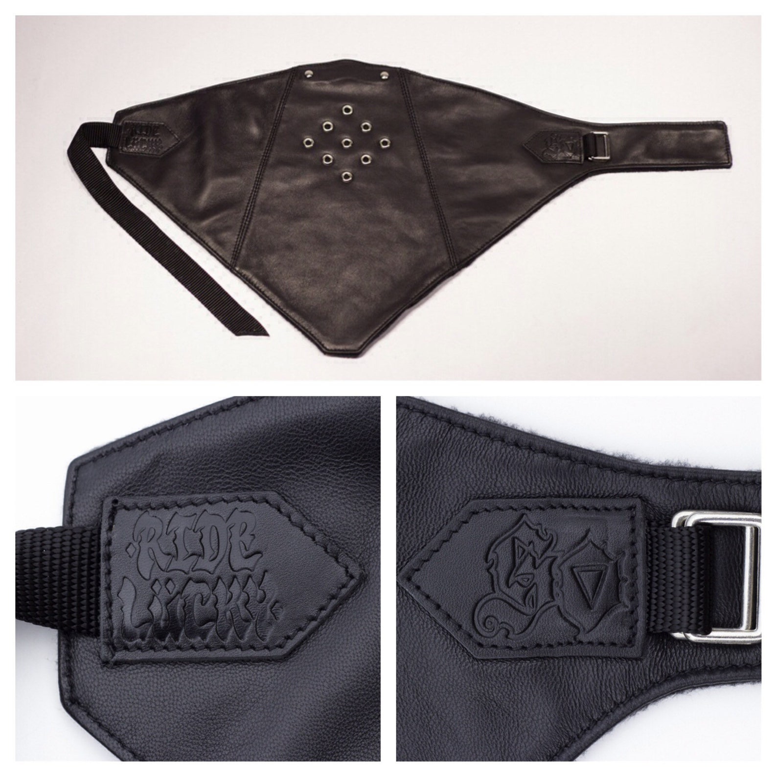 AntiFog Leather Bandana w/studs & rings Etsy