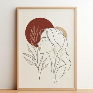 I Am Now: Print | Minimalist Abstract Art | Modern Feminine Illustration | Warm Earth Tone Wall Decor | Intuitive Line Drawing