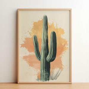 Saguaro Splash: Poster | Wüsten Botanischer Druck | Südwestliche Naturkunst | Kaktus-Wand-Dekor | Vintage Aquarell-Illustration
