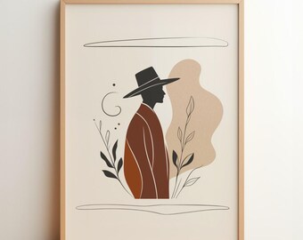 The Wanderer: Print | Minimalist Mystic Art | Modern Abstract Illustration | Warm Earth Tone Wall Decor | Nomadic Journey Print