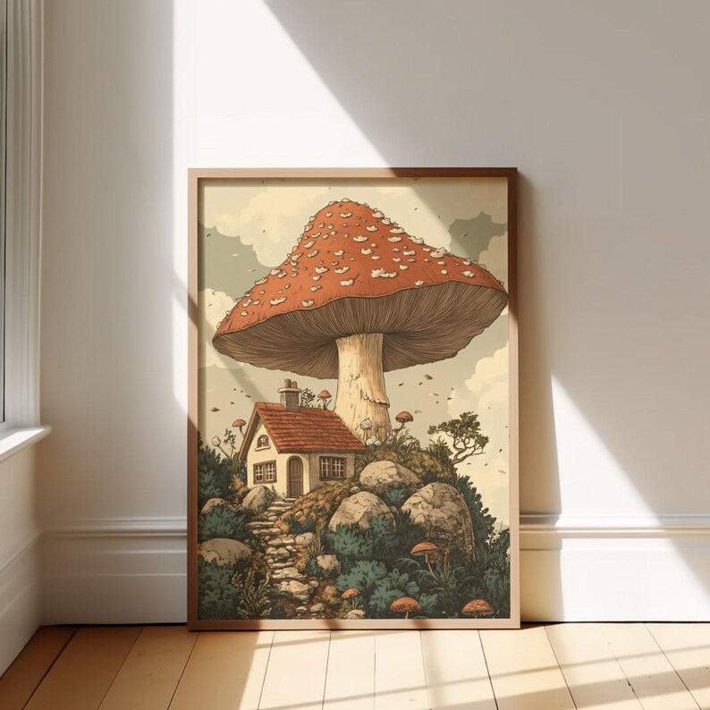 Mushroom Cottage: Poster | Whimsical Fairy Tale House Print | Fantasy ...
