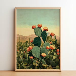 Feigenkaktus: Poster | Wüstenblüte Wildblumen Print | Südwestlichen botanische Kunst | Vintage Natur Illustration