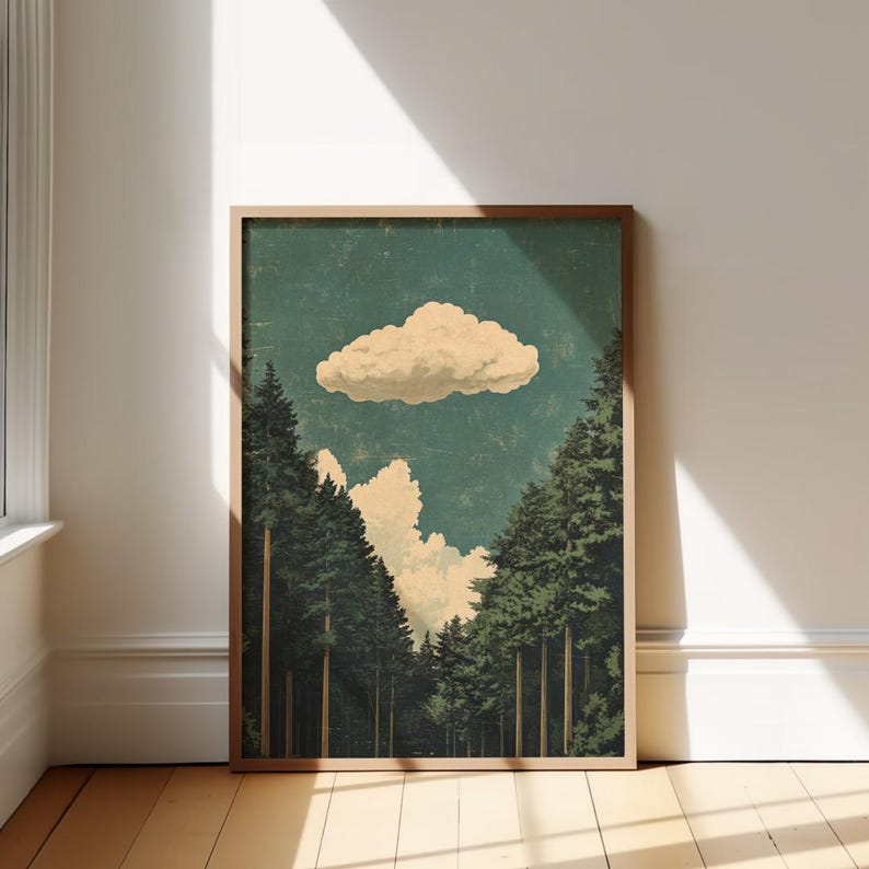 Forest Daydream: Poster | Serene Pine Tree Landscape Print | Vintage ...
