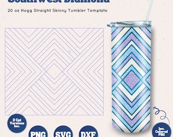 Southwest Diamond Sparkle Burst Tumbler Template | SVG for Skinny Hogg 20oz | Tumbler Sublimation PNG | DXF for Hogg Straight Skinny Tumbler