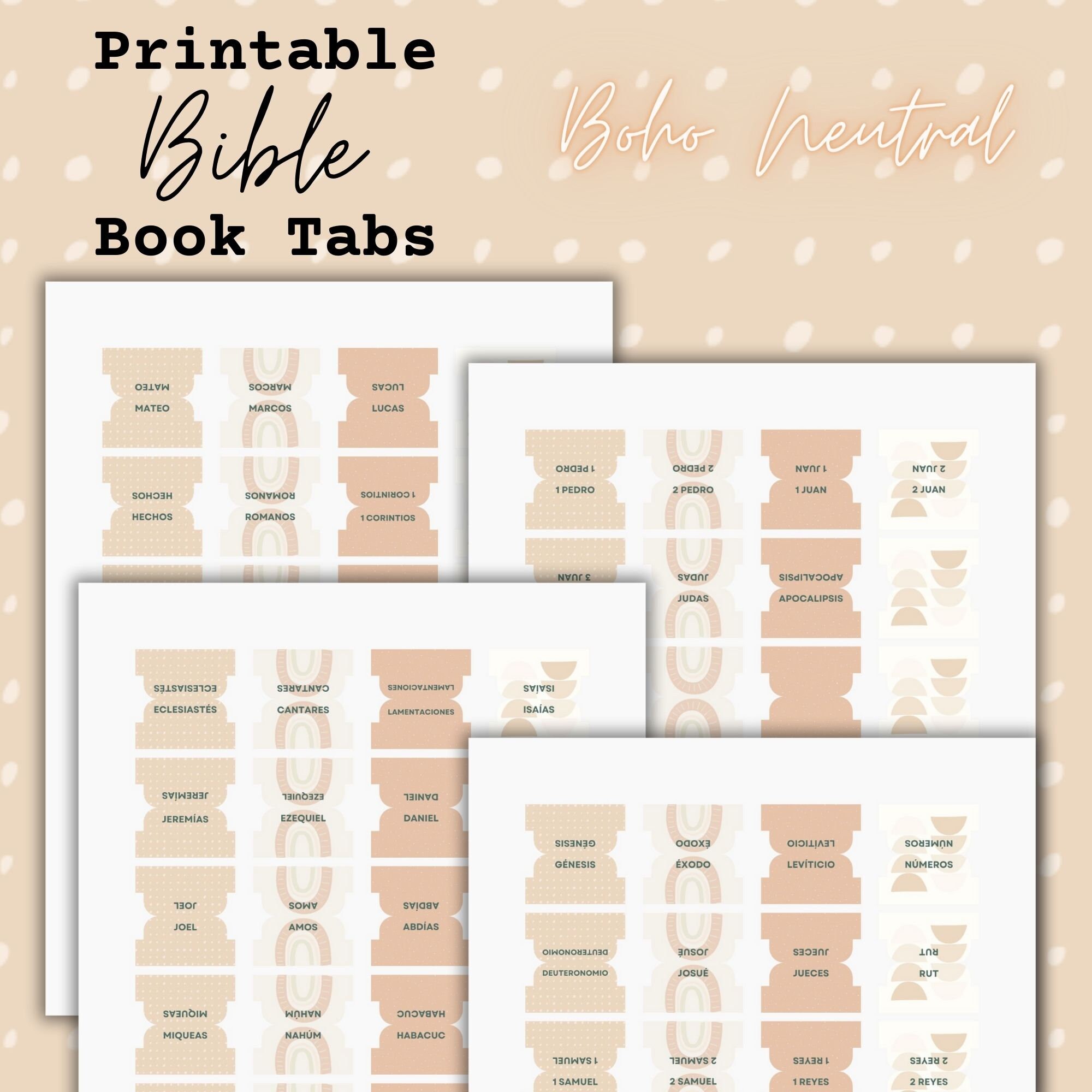 Printable Bible Tabs - Natural Boho - Print and Cut - Print and Cut ...