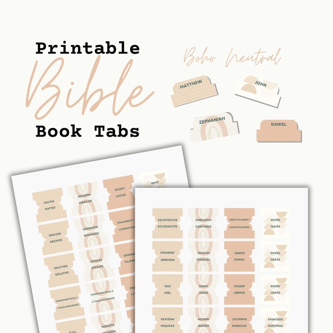 Printable Bible Tabs Natural Boho Print and Cut Print and Cut File PNG