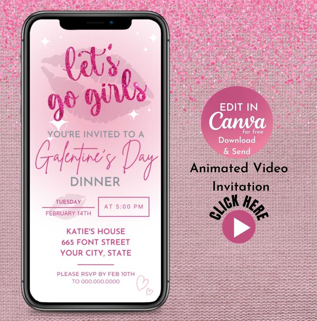 Galentine's Day Video Invitation | Galentine's Day Party Invite | Canva ...