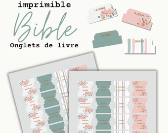 Onglets bibliques imprimables, onglets bibliques numériques floraux à la menthe, onglets bibliques DIY, onglets bibliques Svg