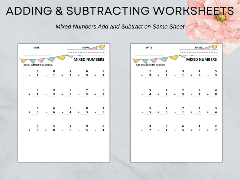64 Adding and Subtracting Math Worksheets Printable 1st | Etsy
