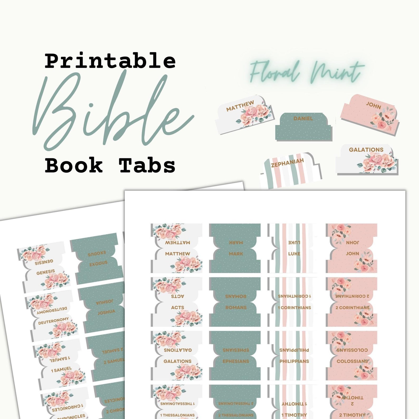 Printable Bible Tabs Floral Bible Tabs Digital Bible Tabs DIY Bible Printable Bible Tabs Floral Bible Tabs Digital Bible Tabs DIY Bible