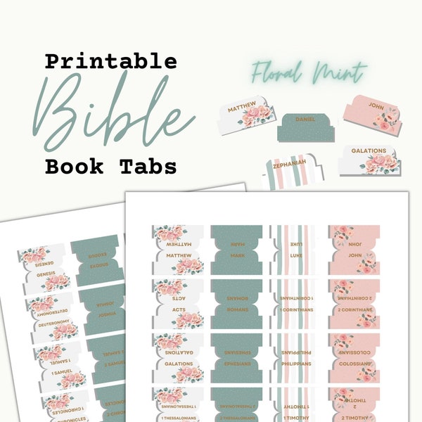 Printable Bible Tabs, Floral Bible Tabs, Digital Bible Tabs, DIY Bible Tabs, SVG Bible Tabs, Minimalist Bible Tabs, Simple Bible Tabs