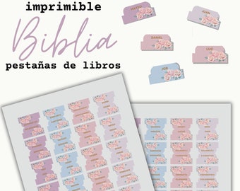 Pestañas Bíblicas imprimibles, Pestañas Bíblicas florales, Pestañas Bíblicas digitales, Pestañas Bíblicas de bricolaje