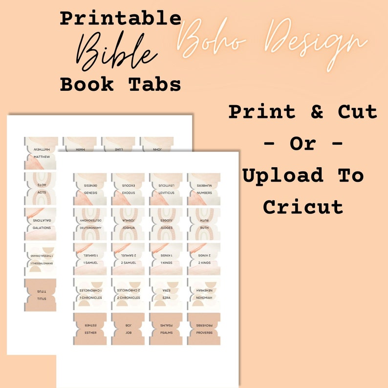 DIY Printable Bible Tabs Natural Boho Print and Cut - Etsy