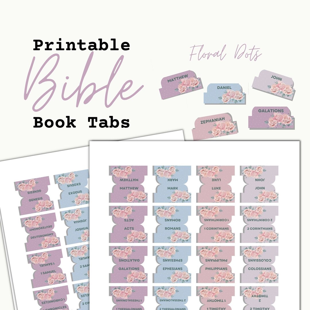 Printable Bible Tabs, Floral Dots Bible Tabs, Digital Bible Tabs, DIY ...