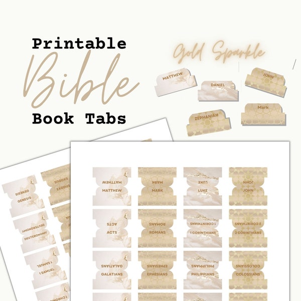 Printable Bible Tabs, Gold Bible Tabs, Digital Bible Tabs, DIY Bible Tabs, SVG Bible Tabs, Minimalist Bible Tabs, Simple Bible Tabs