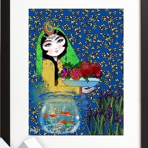 Qajar Girl Art Print: Iranian Wall Decor, Persian Modern Art (Digital Download)