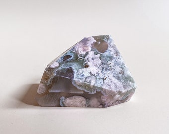 RARE // Extra Quality Green Flower Agate Freeform Semi-Polished Crystal Stone Love Compassion Emotional Healing Meditation Crystal