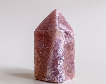 8.5CM // RARE // Premium Quality Druzy Pink Lilac Amethyst Point Tower Raw Stone Crystal Semi-Polished Divine Love Meditation Crystal