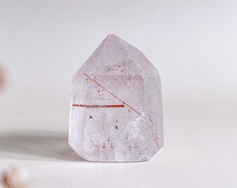 VERY RARE // 4.5CM // Bronze Rutile Quartz with Rainbows Point Semi-Polished Crystal Stone Meditation Crystal