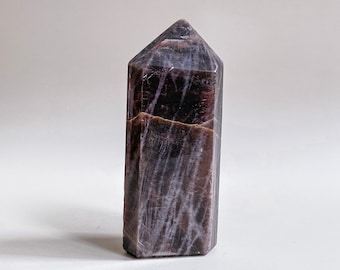 11.5CM // Extra Quality Black Moonstone Point Stone Crystal Tower Feminine Grounding Compassion Meditation Crystal