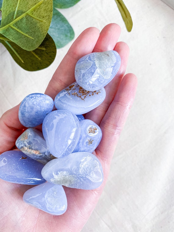 1pc Medium Blue Lace Agate Stone Blue Lace Agate Crystal Tumbled