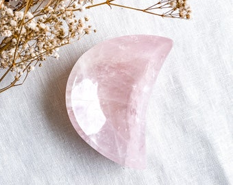 Rose Quartz Stone Rose Quartz Crystal Moon Bowl Pink Crystal Moon Bowl Polished Rose Quartz Unconditional Love Crystal Meditation Crystal