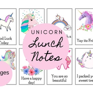 Lunch Box Notes Girl/ Girl Notes/Girl Lunchbox Notes/Funny Lunch Box Notes/Sweet Notes for Kids/ Notes For Kids/ Unicorn Lunchbox Notes
