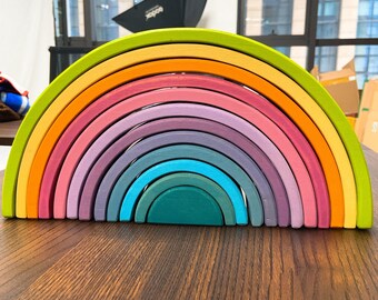 aoile wooden nesting rainbow blocks