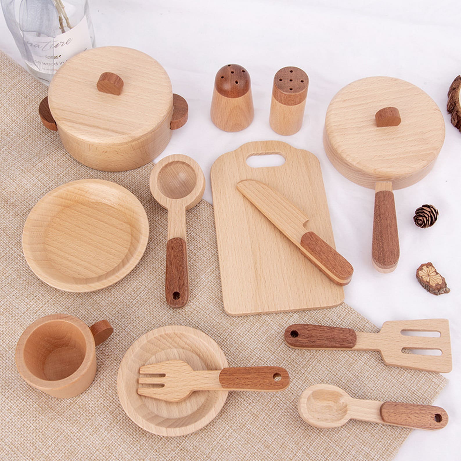 Wooden Kitchen Set Toy Wood Pots Pans ToysWooden play Etsy