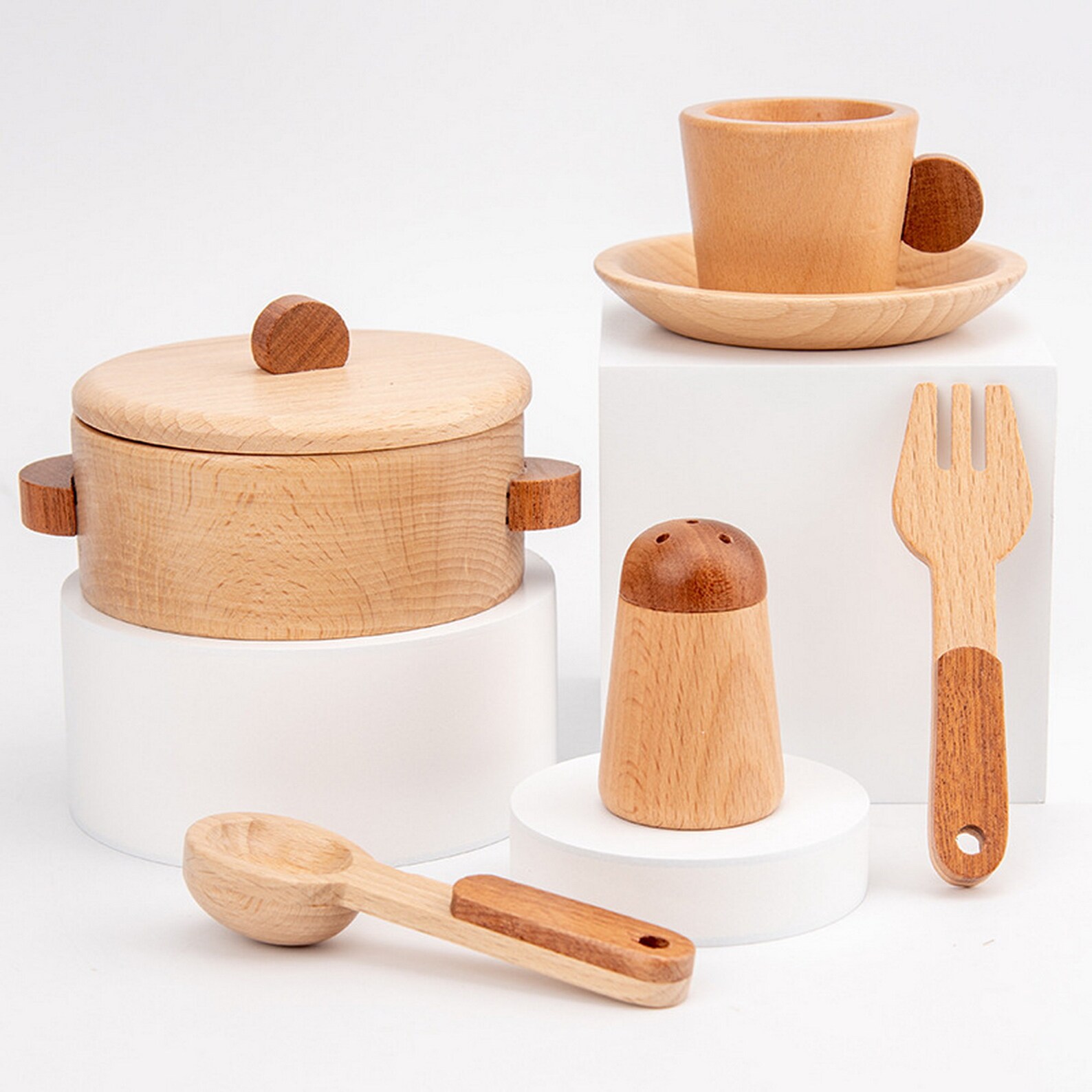 Wooden Kitchen Set Toy Wood Pots Pans ToysWooden play Etsy