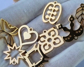 18K 8PCS ADINKRA FIHANKRA AKOFENA Steel Charms